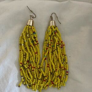 Beaded fringe statement earrings